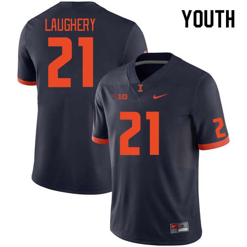 Youth #21 Aidan Laughery Illinois Fighting Illini College Football Jerseys Stitched Sale-Navy